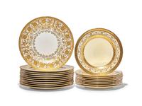 An Assembled Set of Parcel-Gilt English Porcelain Plates