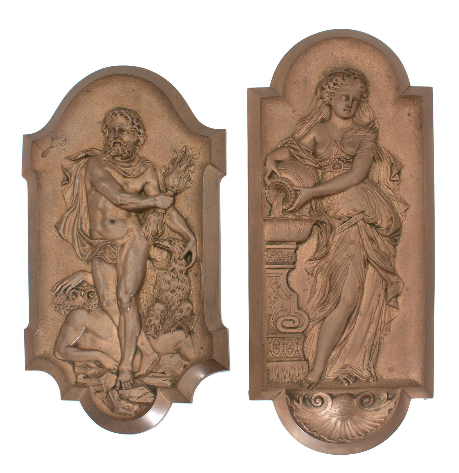 Two French Bronze Plaques Height of plaque 14 1/2 inches. — 20TH CENTURY