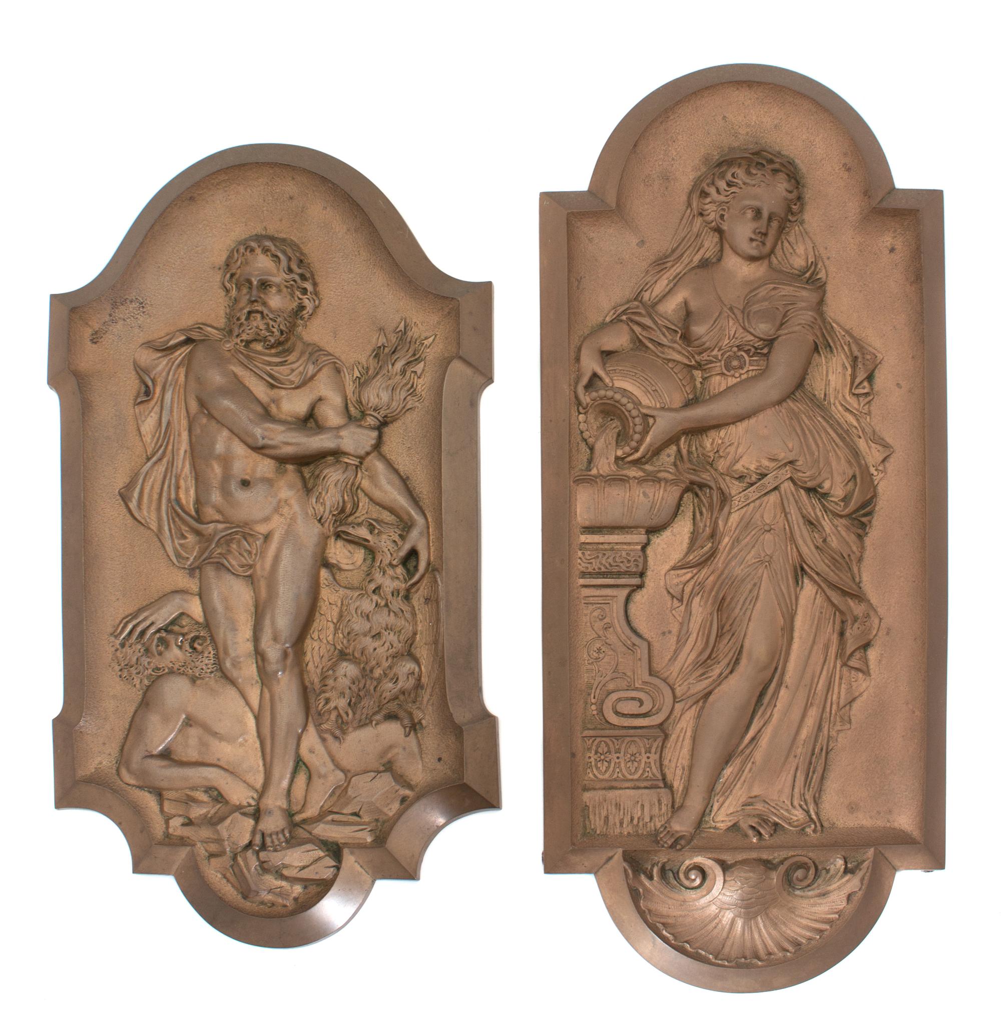 Two French Bronze Plaques Height of plaque 14 1/2 inches. — 20TH CENTURY
