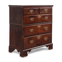 A George III Oak Two-Part Chest of Drawers