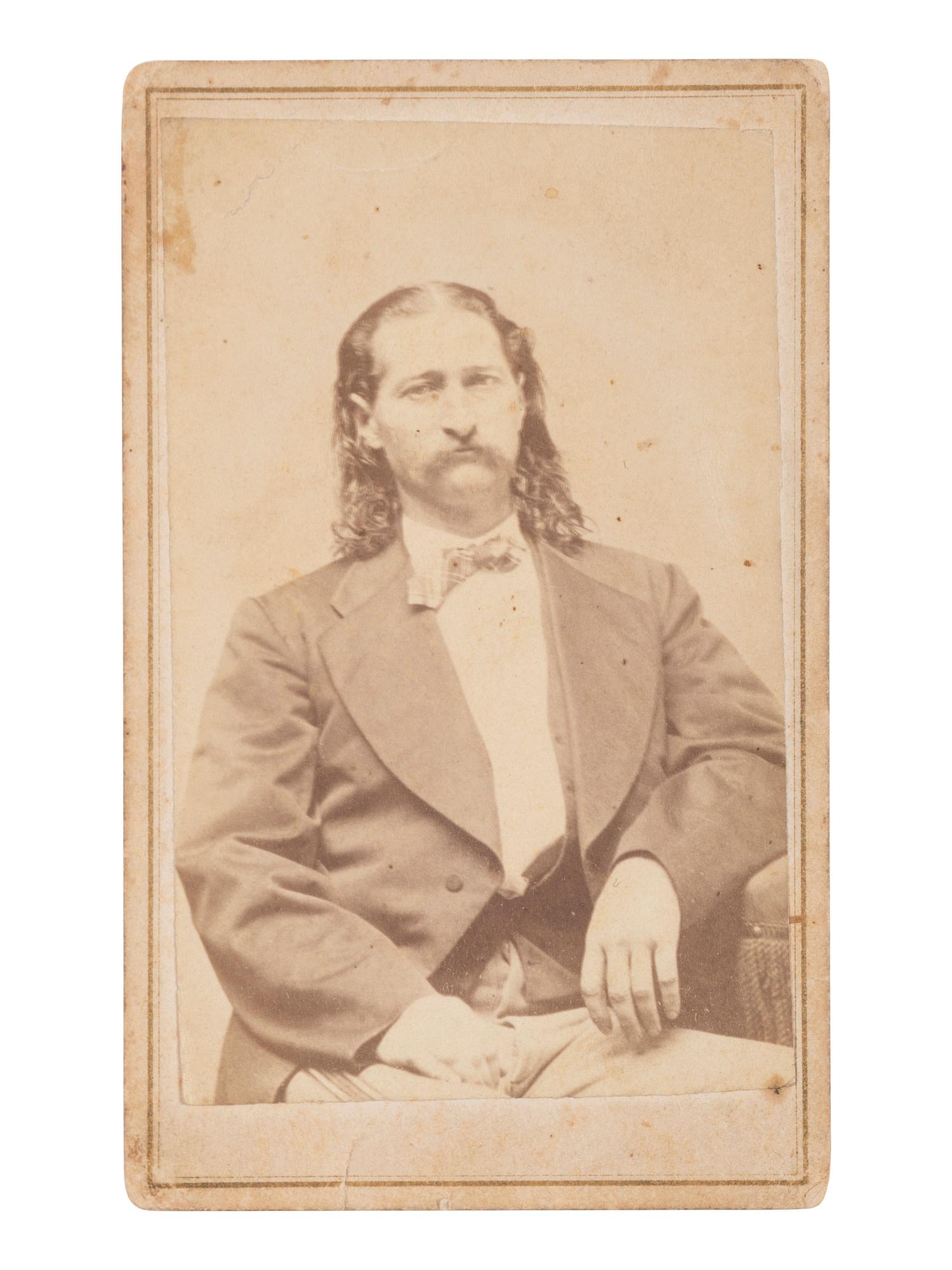 [HICKOK, James Butler "Wild Bill" (1837-1876)]. CDV of Wild Bill Hickok. Junction City, KS: A.M. Snyder, [ca 1870s].