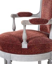 A Set of Four Louis XVI Style Gray-Painted Armchairs