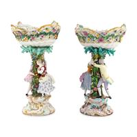 A Pair of Meissen Porcelain Centerpiece Baskets