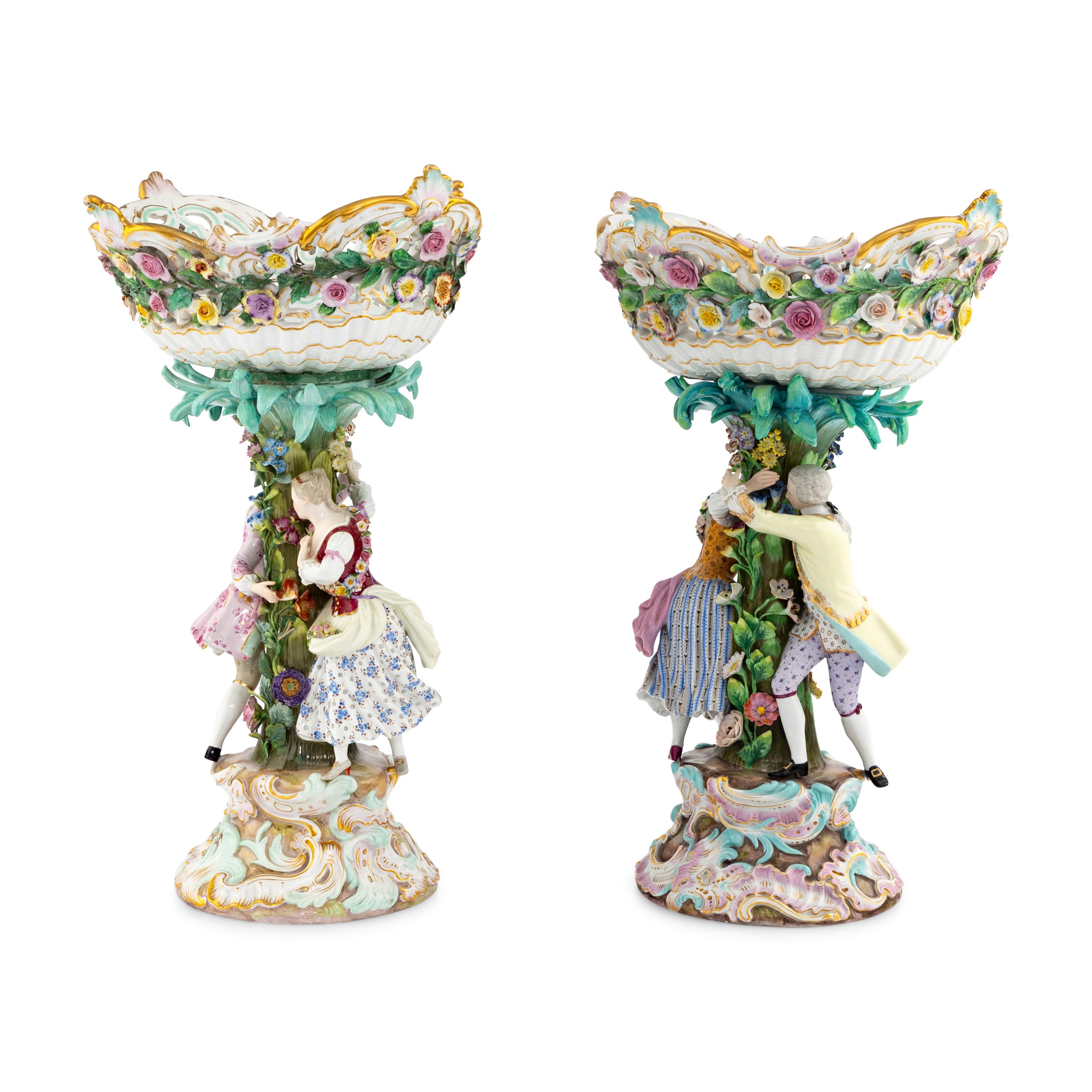 A Pair of Meissen Porcelain Centerpiece Baskets
