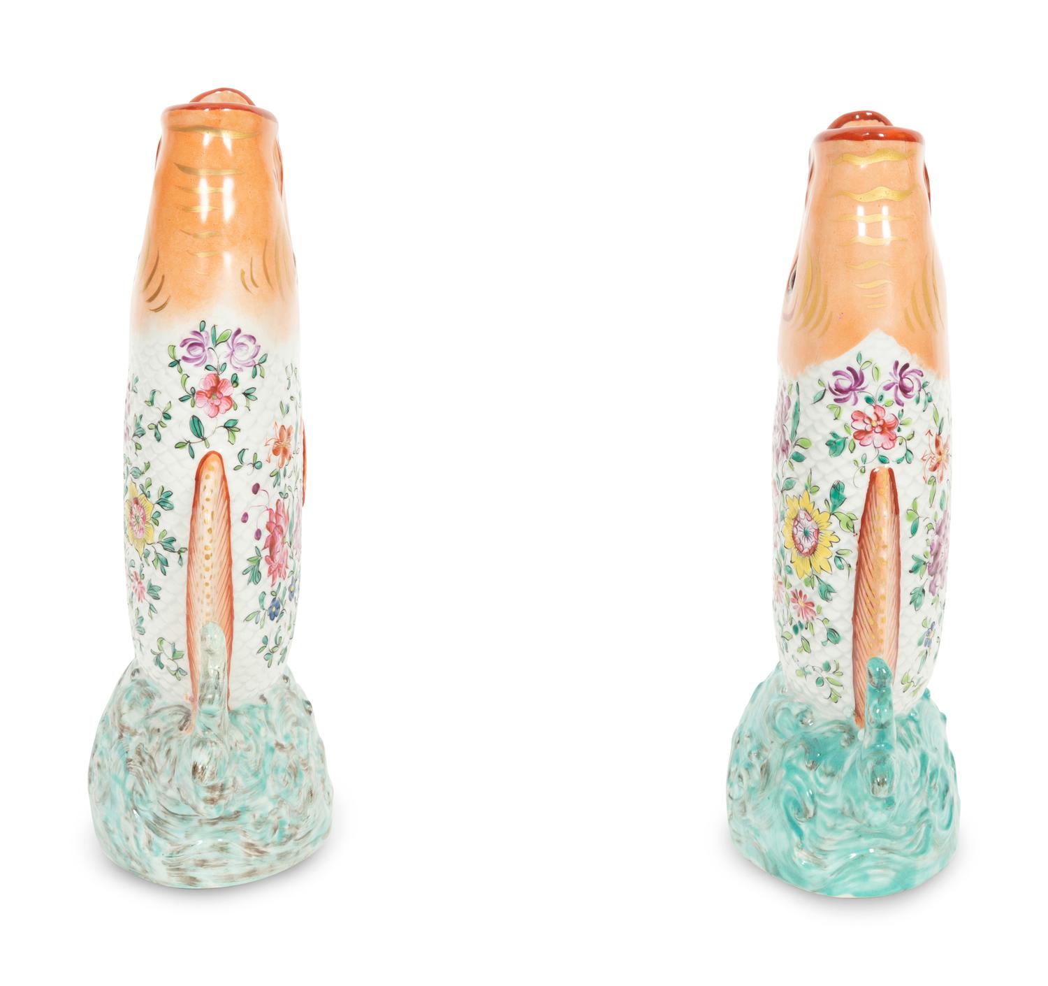 A Pair of Chinese Export Porcelain Fish-Form Vases