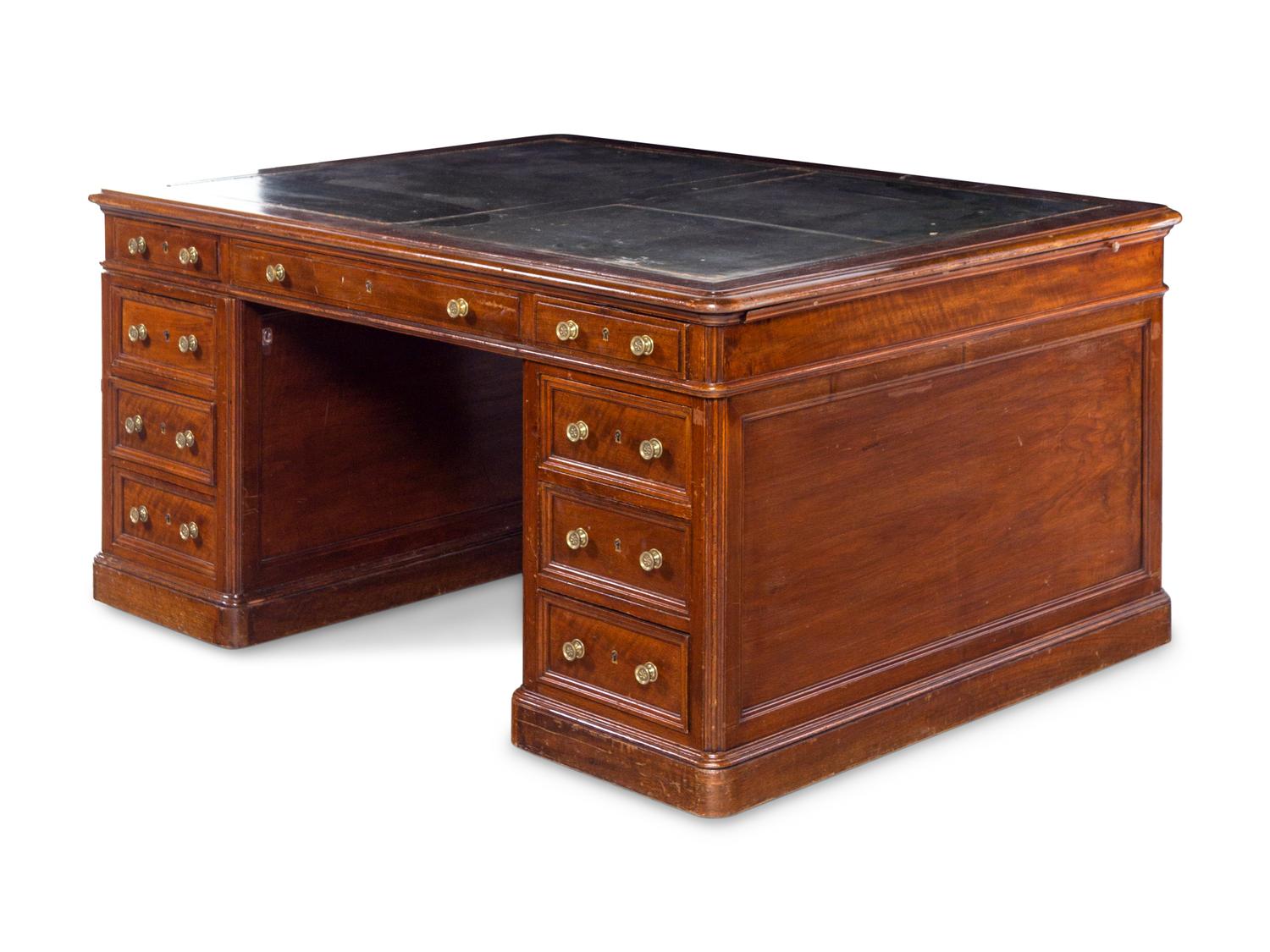 A Regency Style Mahogany Pedestal Desk