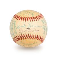 A 1983 Old Timers Game National League Team Signed Autograph Baseball With 22 Signatures Featuring Multiple Hall of Famers and Deceased Players,