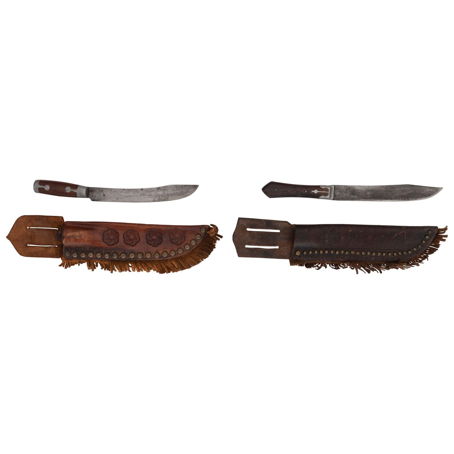 Rare MH Cole Skinning Knife Book Archive with Two Knives, MH Cole Scabbards and Original Publication Illustrations and More