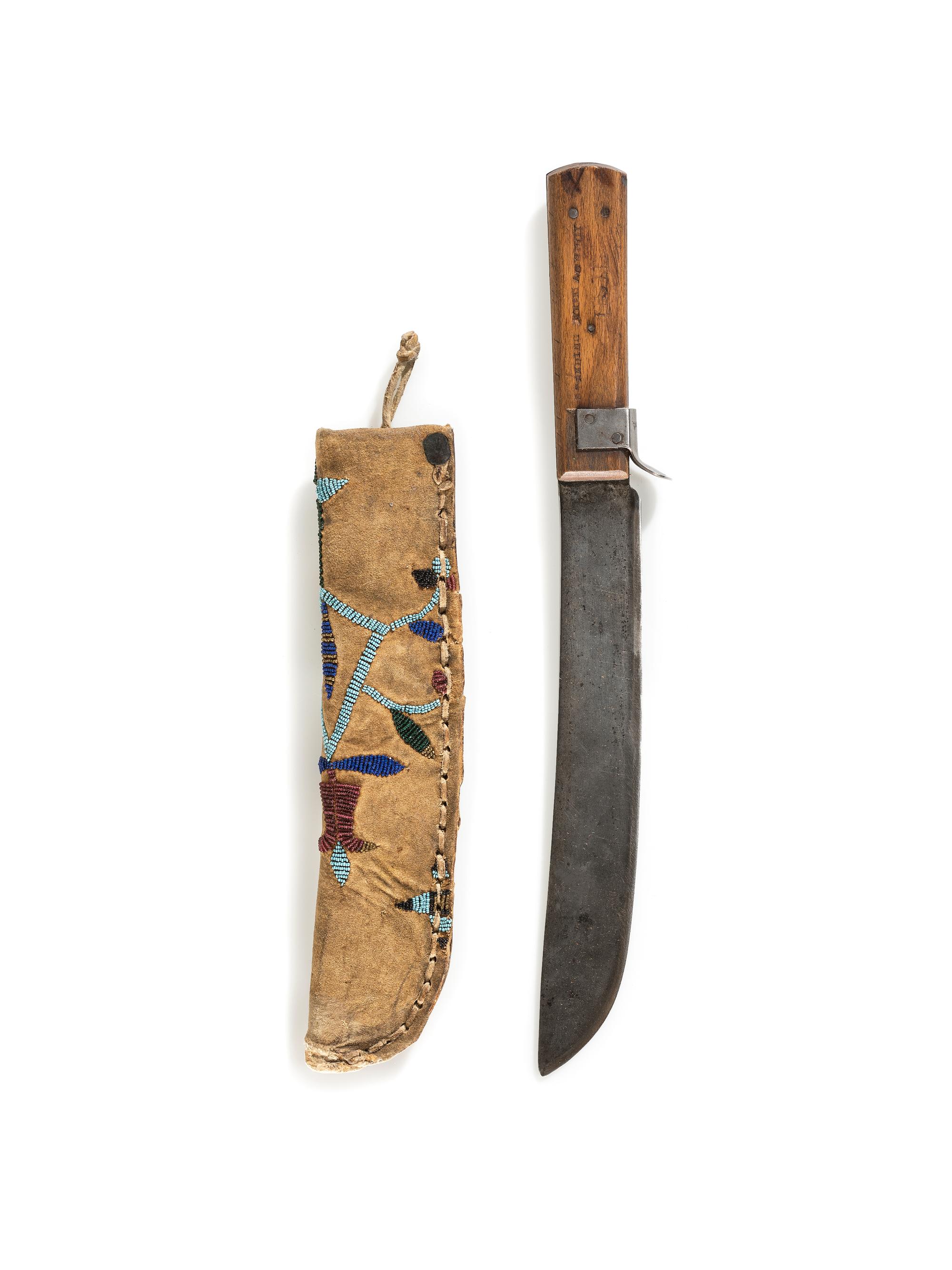 Apsáalooke [Crow] Beaded Knife Sheath, with Standing Rock Agency Issued Russell Knife