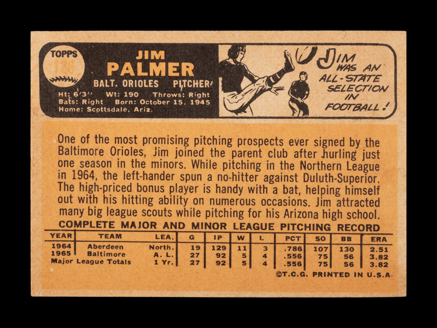 A Group of Gaylord Perry and Jim Palmer Topps Rookie Baseball Cards,