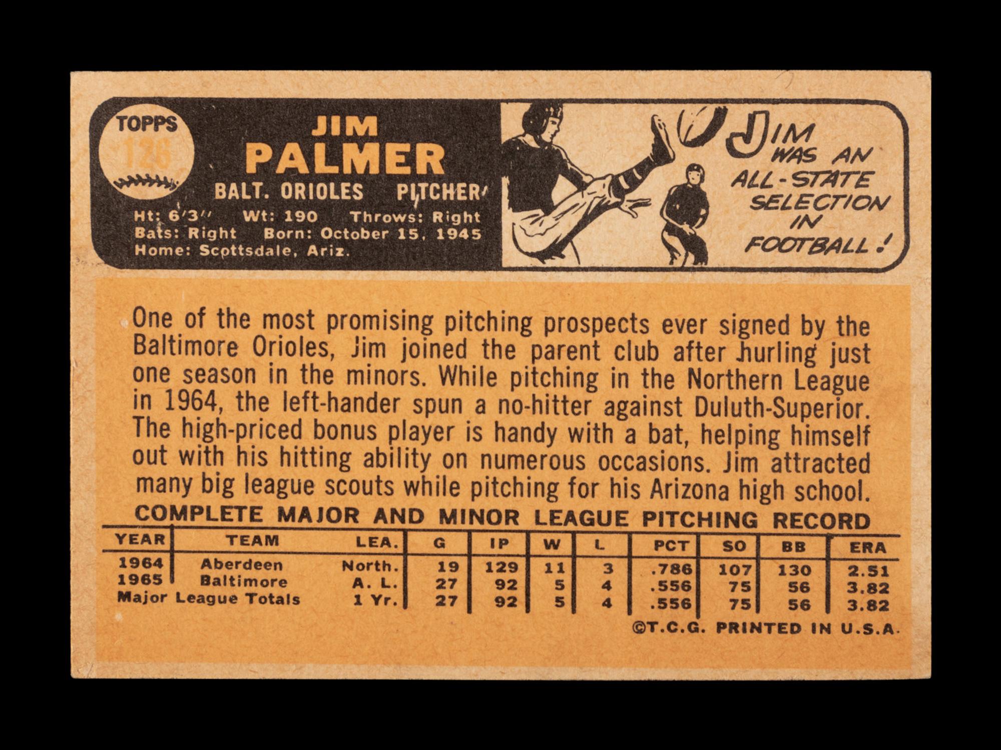 A Group of Gaylord Perry and Jim Palmer Topps Rookie Baseball Cards,