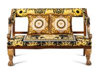 A North European Painted and Parcel Gilt Settee