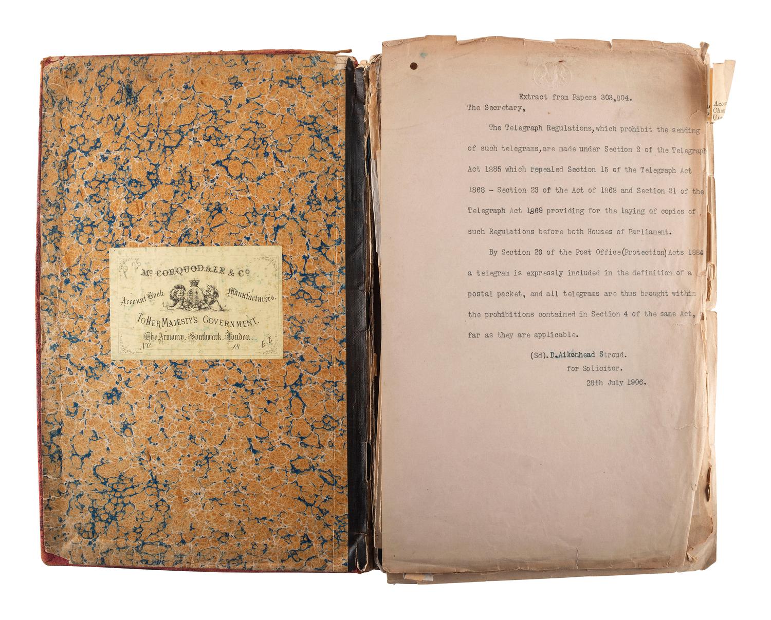 [SCIENCE & TECHNOLOGY]. A group of 2 telegraphy-related items, comprising: