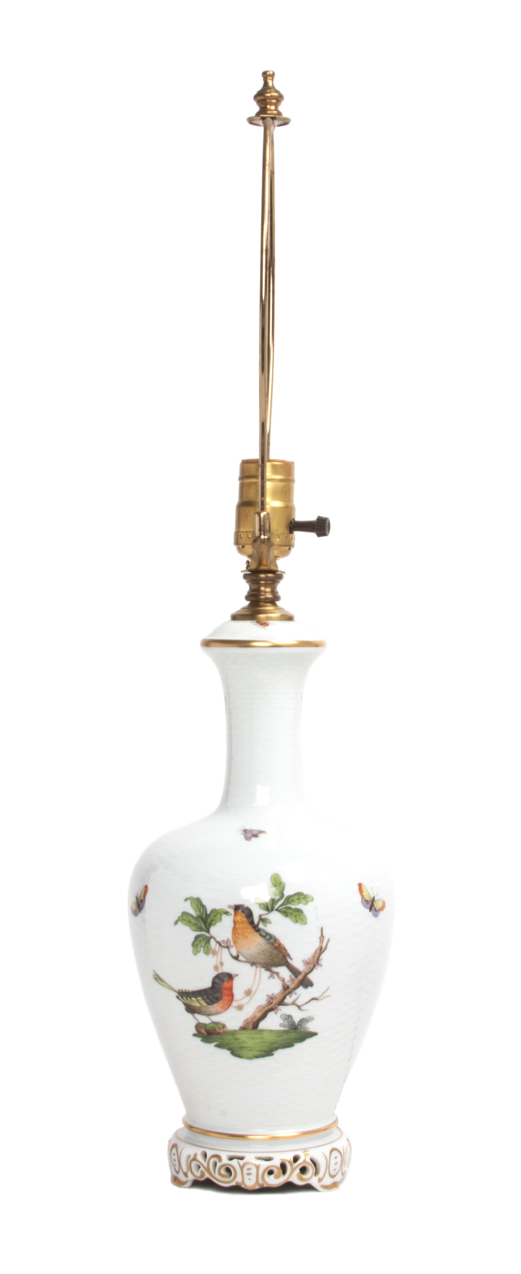 A Herend Porcelain Lamp Height of vase 13 inches.