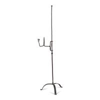 A Wrought Iron Composite Candlestick and Rush Light Stand
