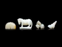 Four Chinese Pale Celadon Jade Carvings