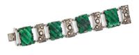 A Sterling Silver and Green Hardstone Bracelet, Mexico, 34.20 dwts.