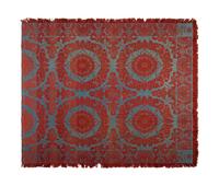 Two Blue and Orange Jacquard Wool and Cotton Coverlets