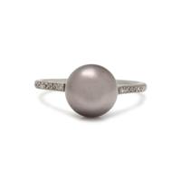 TIFFANY & CO., NATURAL GRAY PEARL AND DIAMOND RING