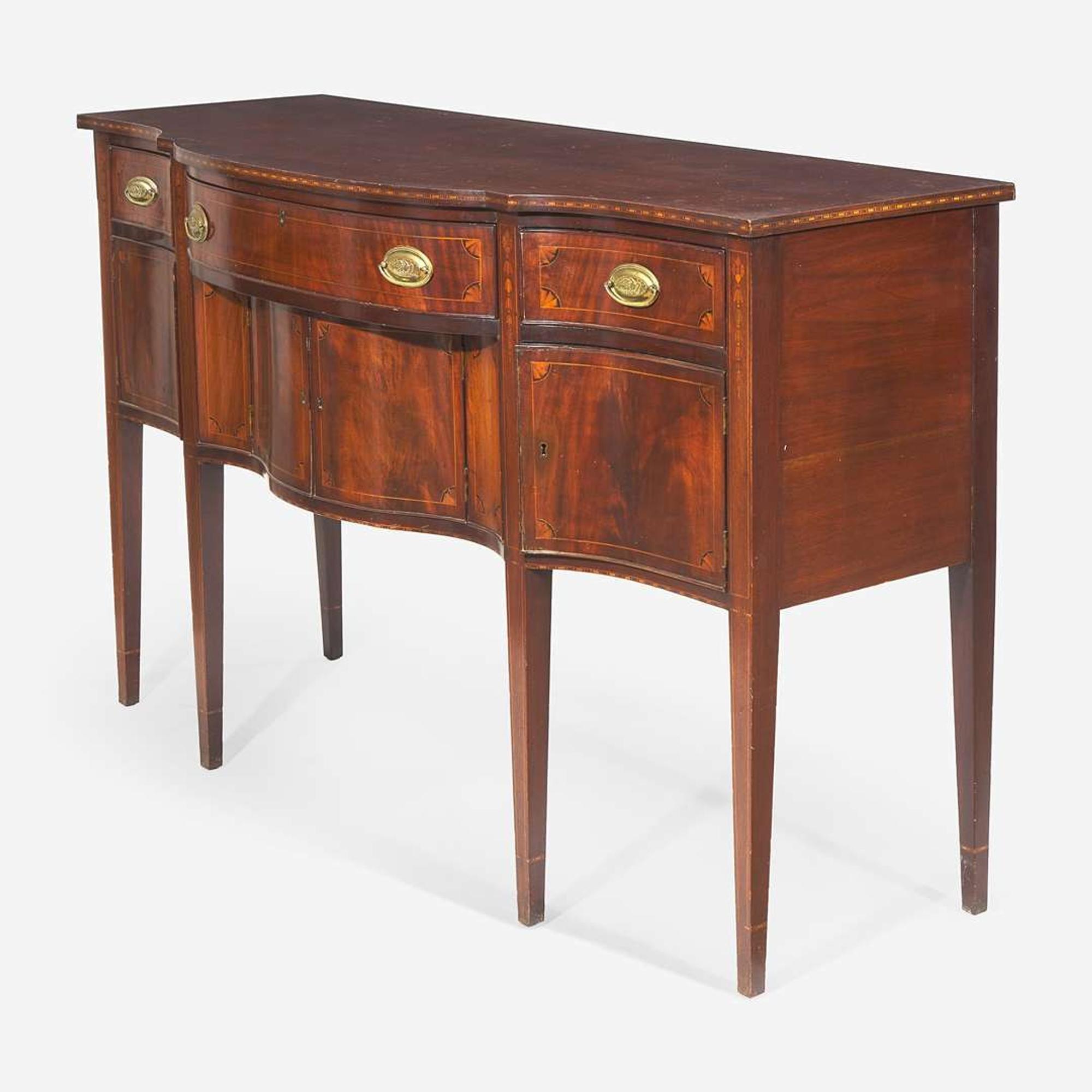 A Federal style inlaid mahogany sideboard