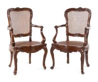 [CLEARED FOR DONATION] A Pair of Louis XV Style Walnut Fauteuils