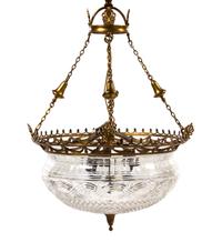 An English Gilt Bronze and Cut Glass Chandelier, Height 24 x diameter 17 inches.
