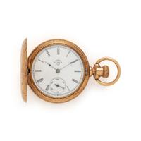 ELGIN, 14K YELLOW GOLD HUNTER CASE POCKET WATCH