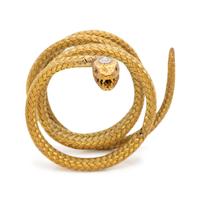 YELLOW GOLD AND DIAMOND SNAKE BRACELET