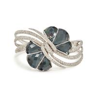 STEPHEN WEBSTER, WHITE GOLD, DIAMOND, HEMATITE, AND QUARTZ 'FORGET ME KNOT' BANGLE BRACELET