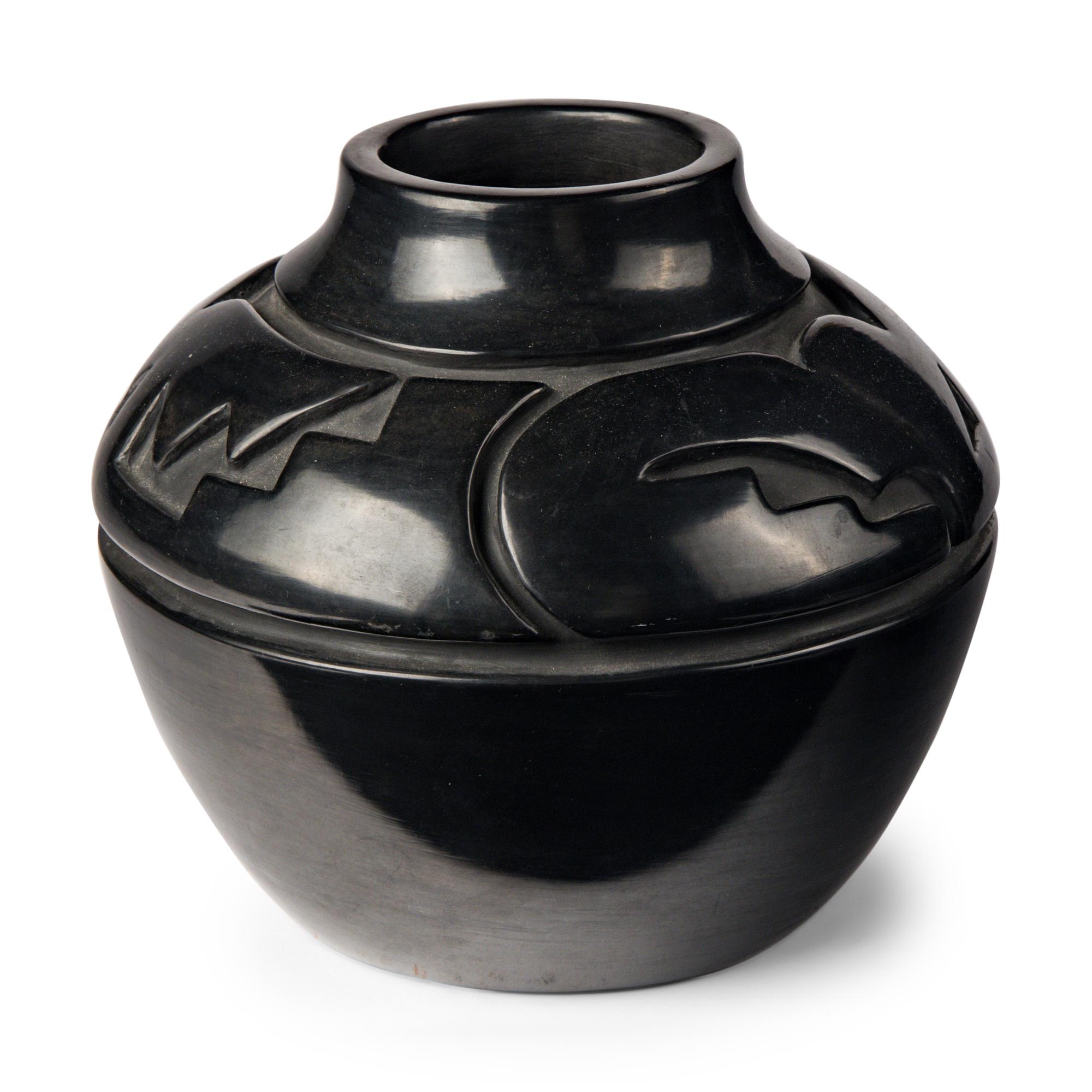 Mela Youngblood (Santa Clara, 1931-1990) — Carved Blackware Pottery Jar