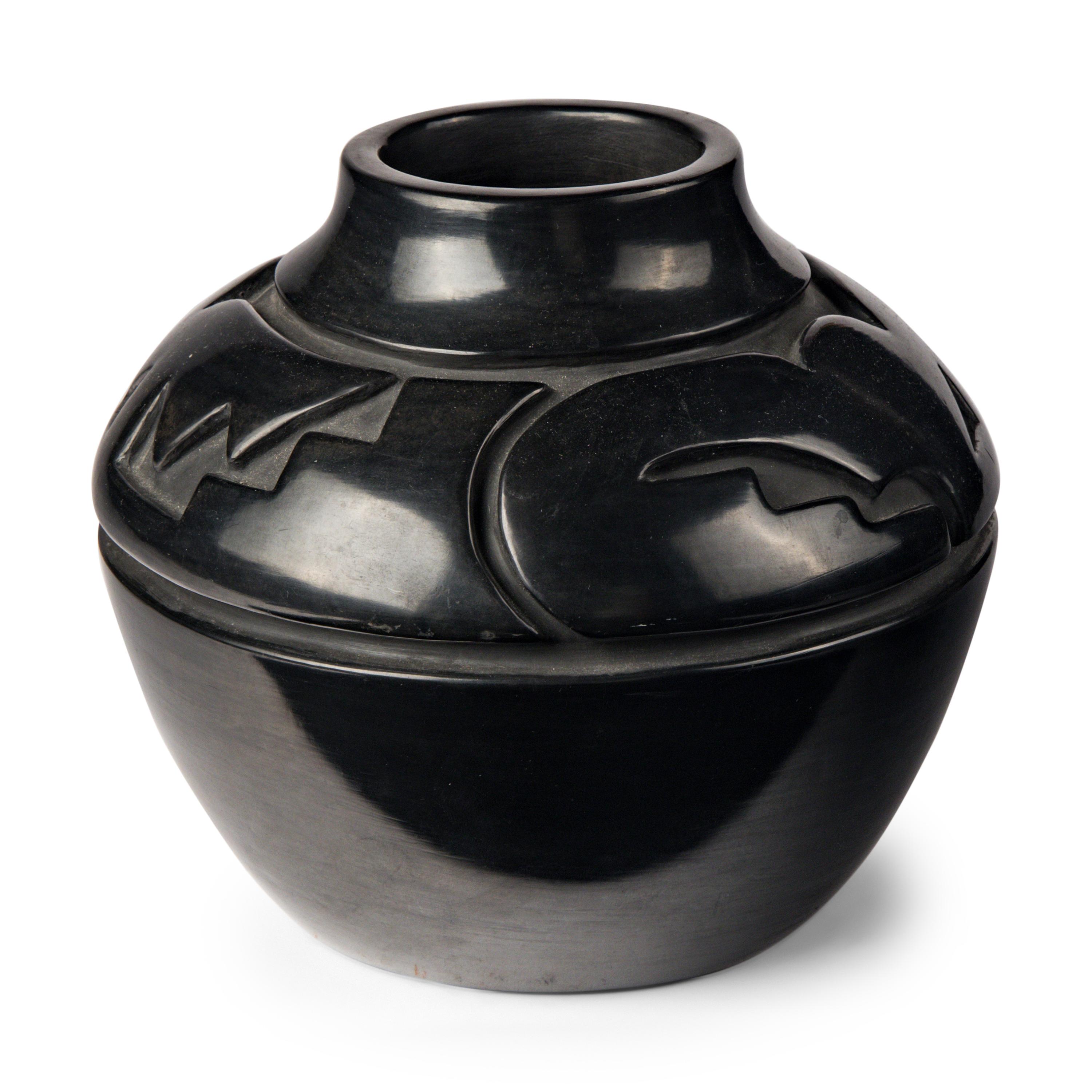 Mela Youngblood (Santa Clara, 1931-1990) — Carved Blackware Pottery Jar