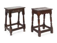 Two Jacobean Oak Bench Stools