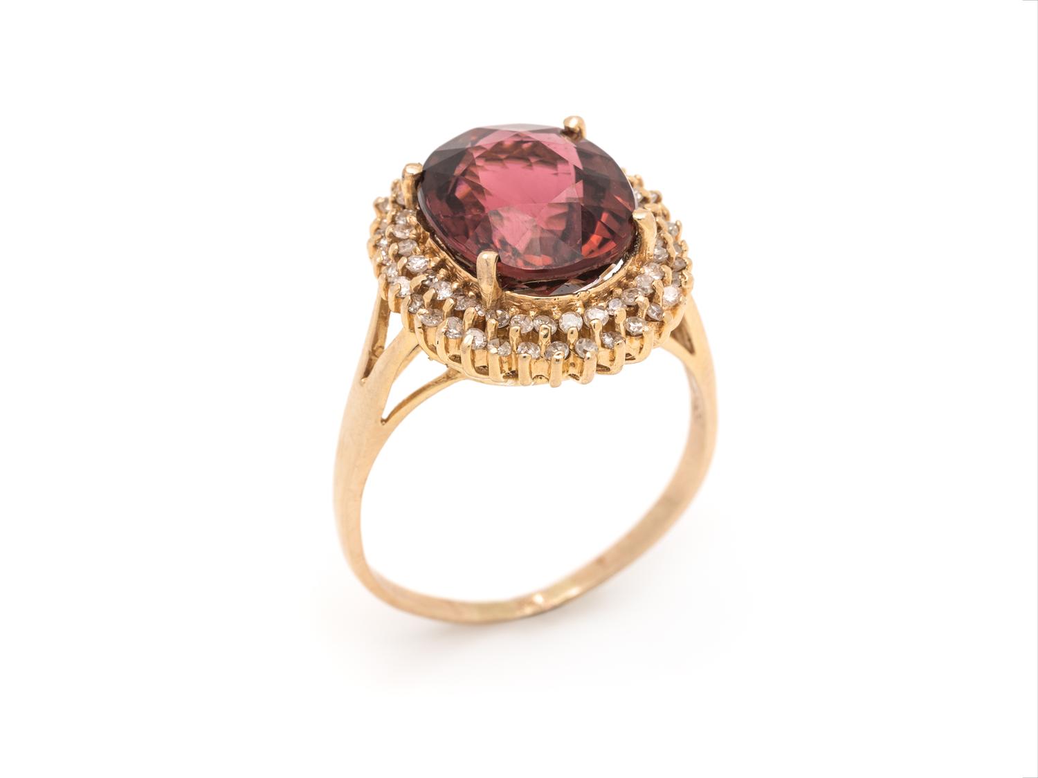 RUBELLITE TOURMALINE AND DIAMOND RING