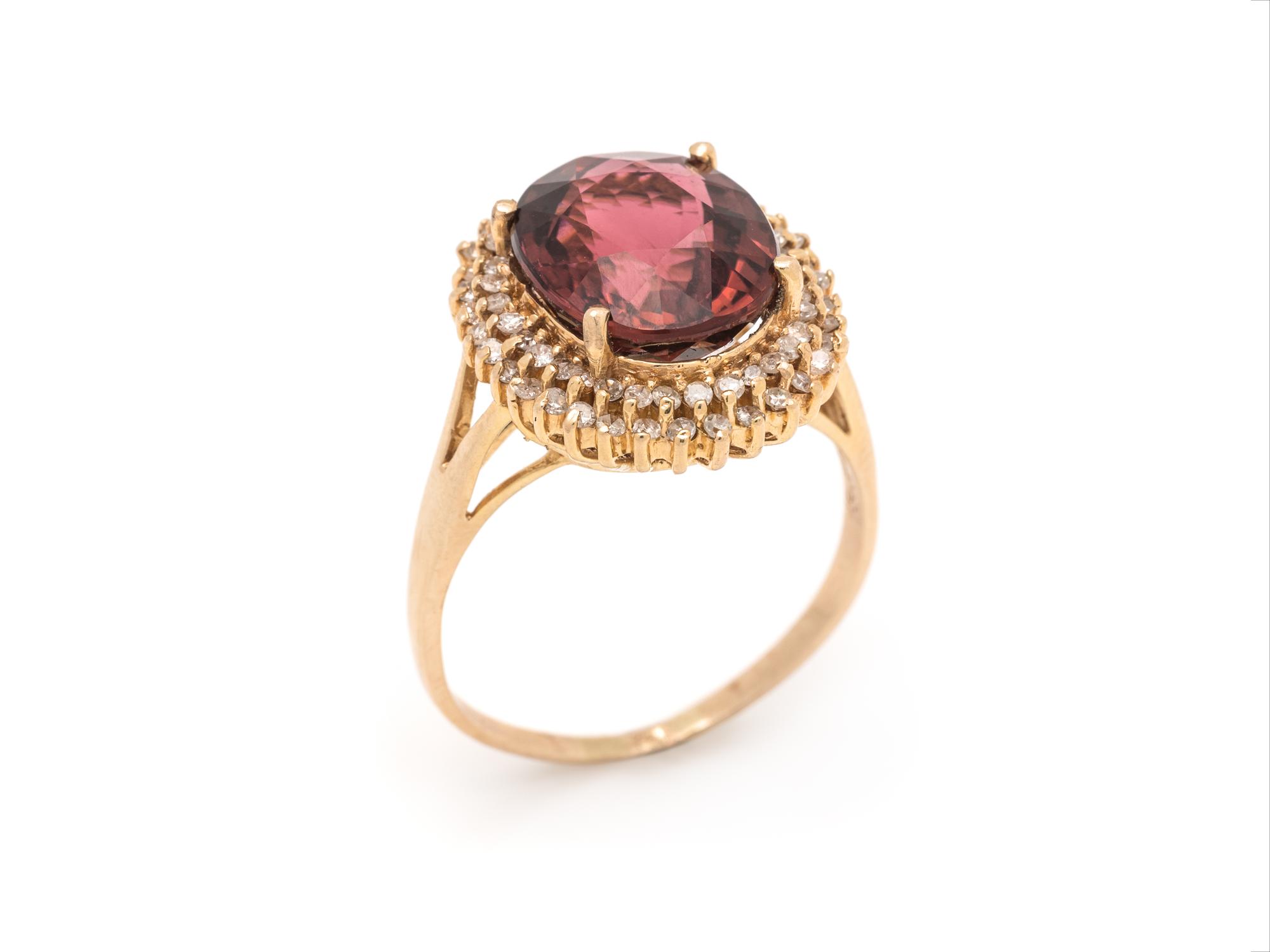 RUBELLITE TOURMALINE AND DIAMOND RING