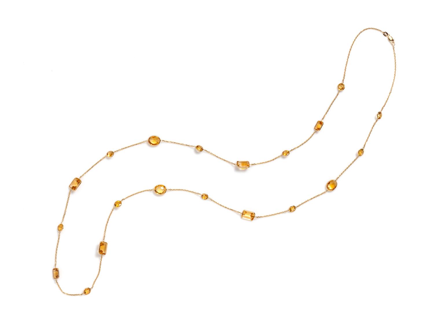 YELLOW GOLD AND CITRINE LONGCHAIN NECKLACE