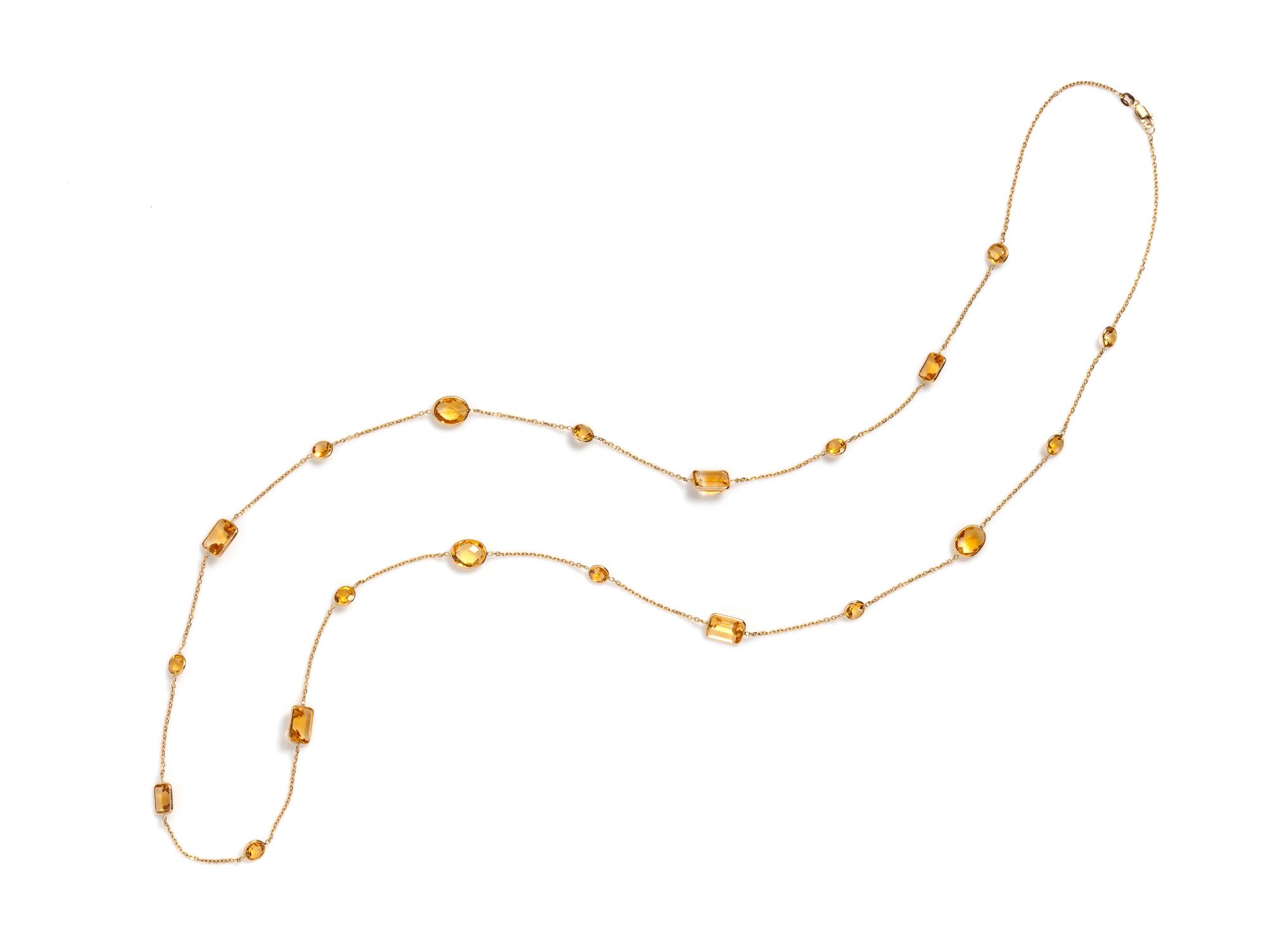 YELLOW GOLD AND CITRINE LONGCHAIN NECKLACE