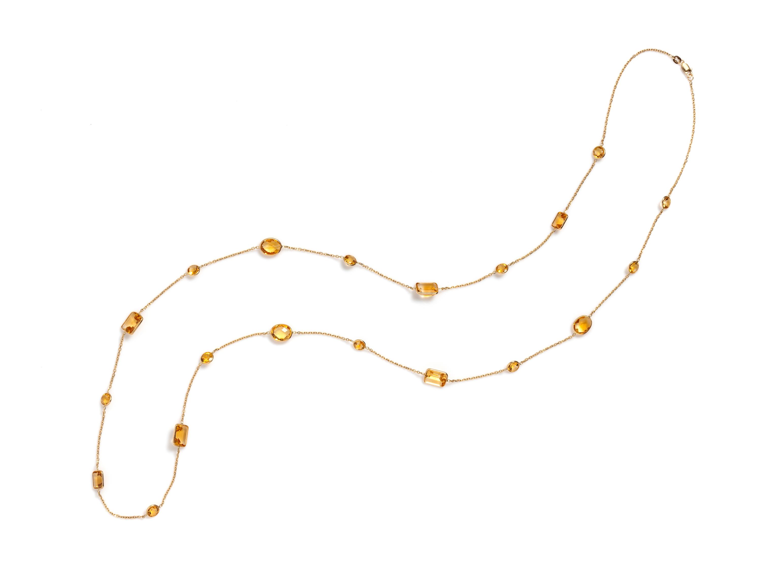 YELLOW GOLD AND CITRINE LONGCHAIN NECKLACE