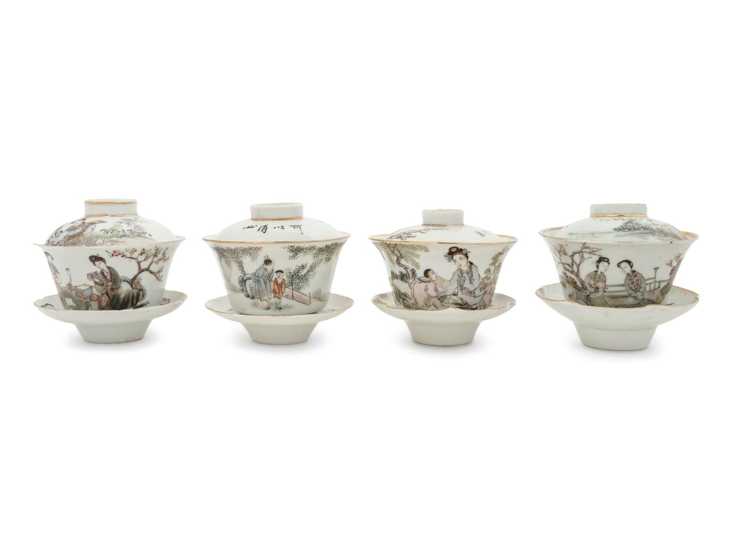Two Pairs of Chinese Famille Rose Porcelain Teabowls
