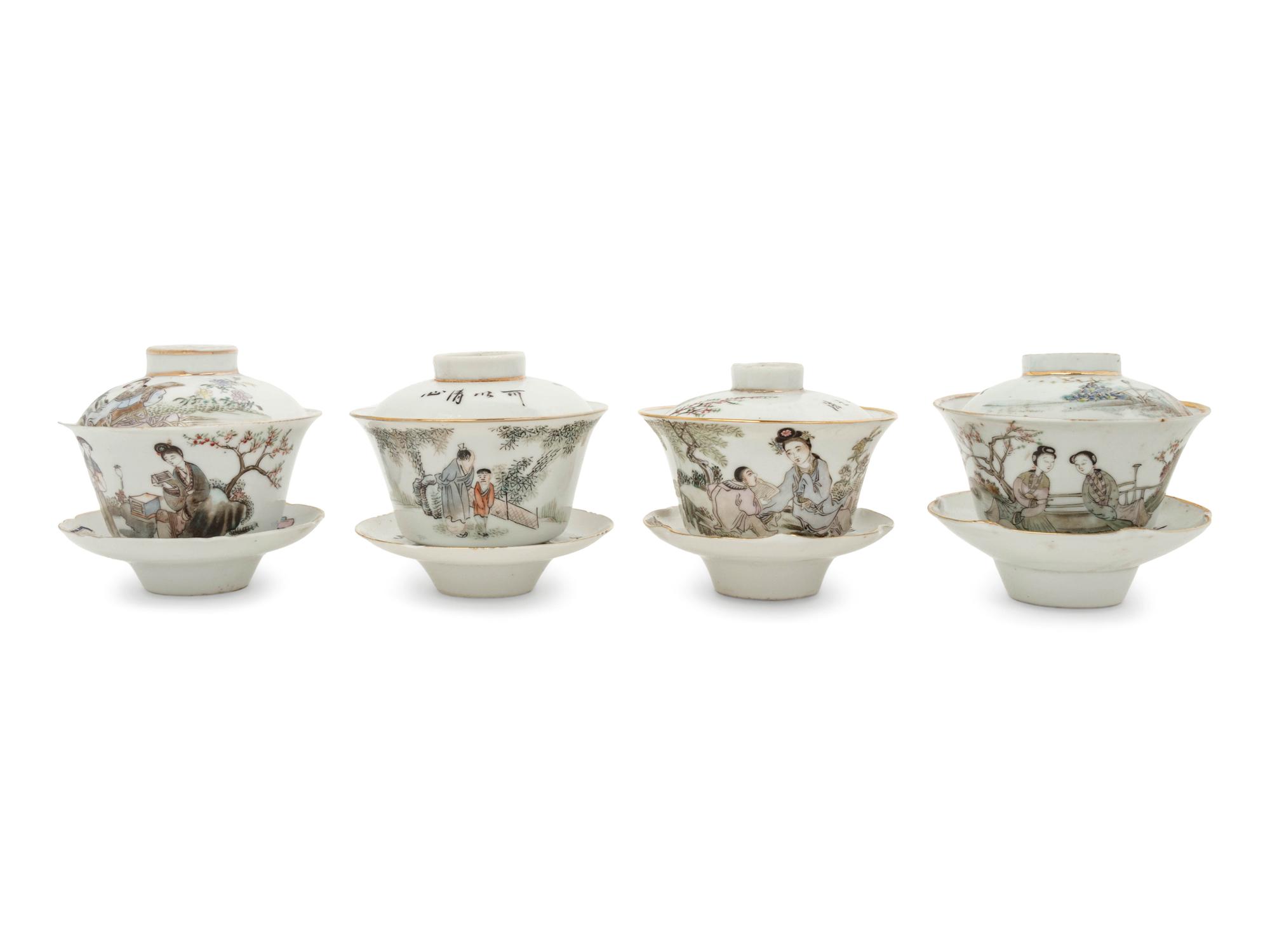 Two Pairs of Chinese Famille Rose Porcelain Teabowls