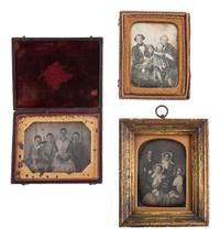 [EARLY PHOTOGRAPHY]. 5 quarter plate daguerreotypes featuring groups of 3 or more subjects.