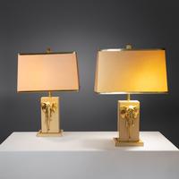 Pair of Table Lamps with Elephant Medallion Lancel, Paris