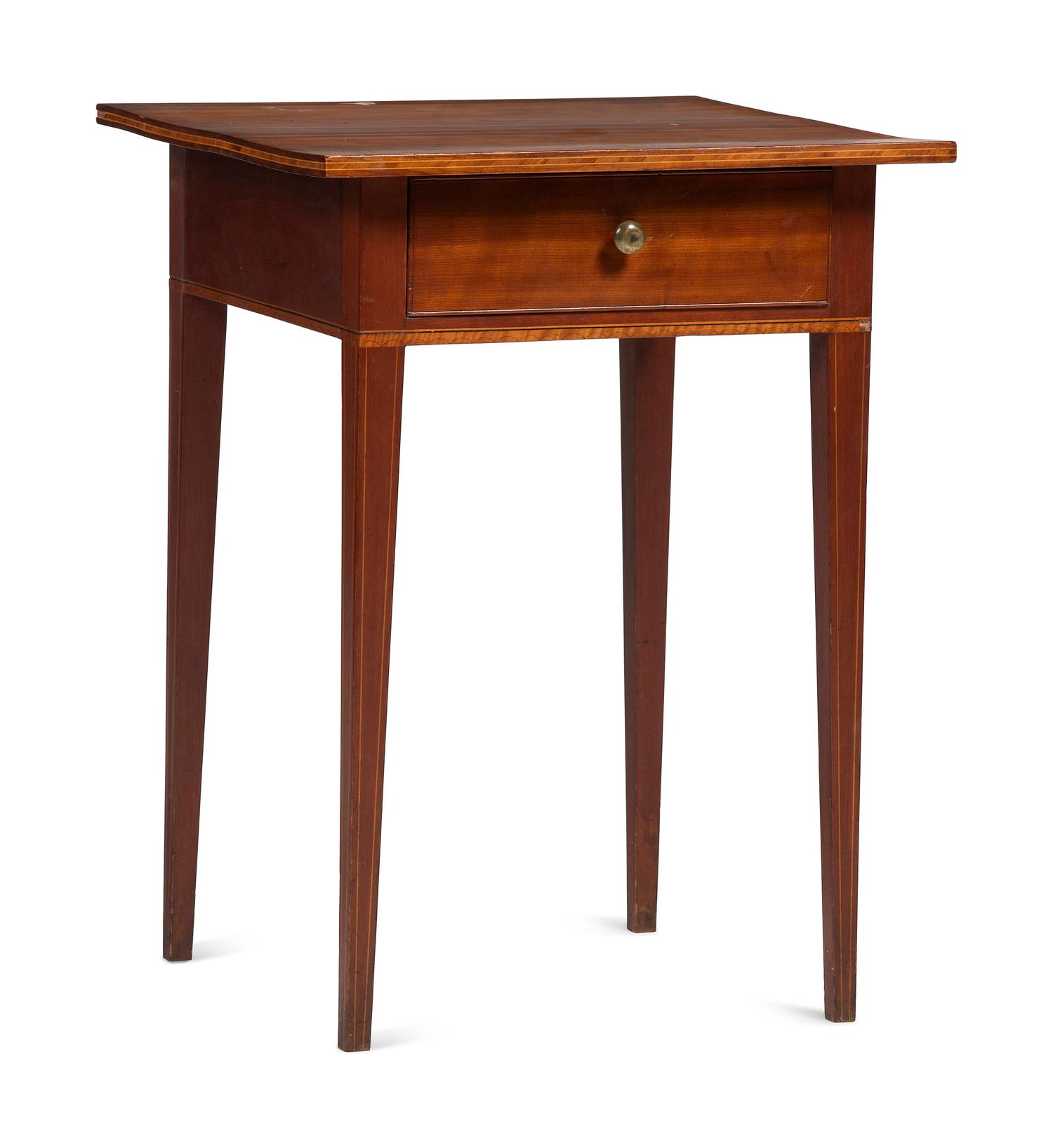 A Federal Inlaid Cherrywood One-Drawer Side Table