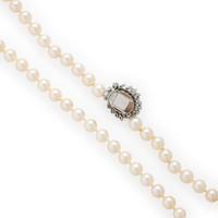 Cultured Pearl, Opal, and Diamond Necklace