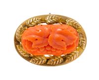 A Victorian Yellow Gold and Coral Grape Motif Brooch, 5.00 dwts.