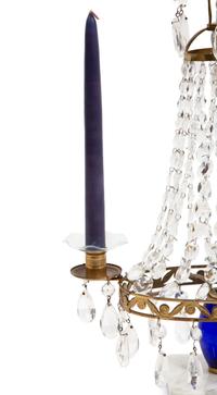 A Swedish Neoclassical Gilt Bronze Mounted Cut Glass Two-Light Candelabrum
