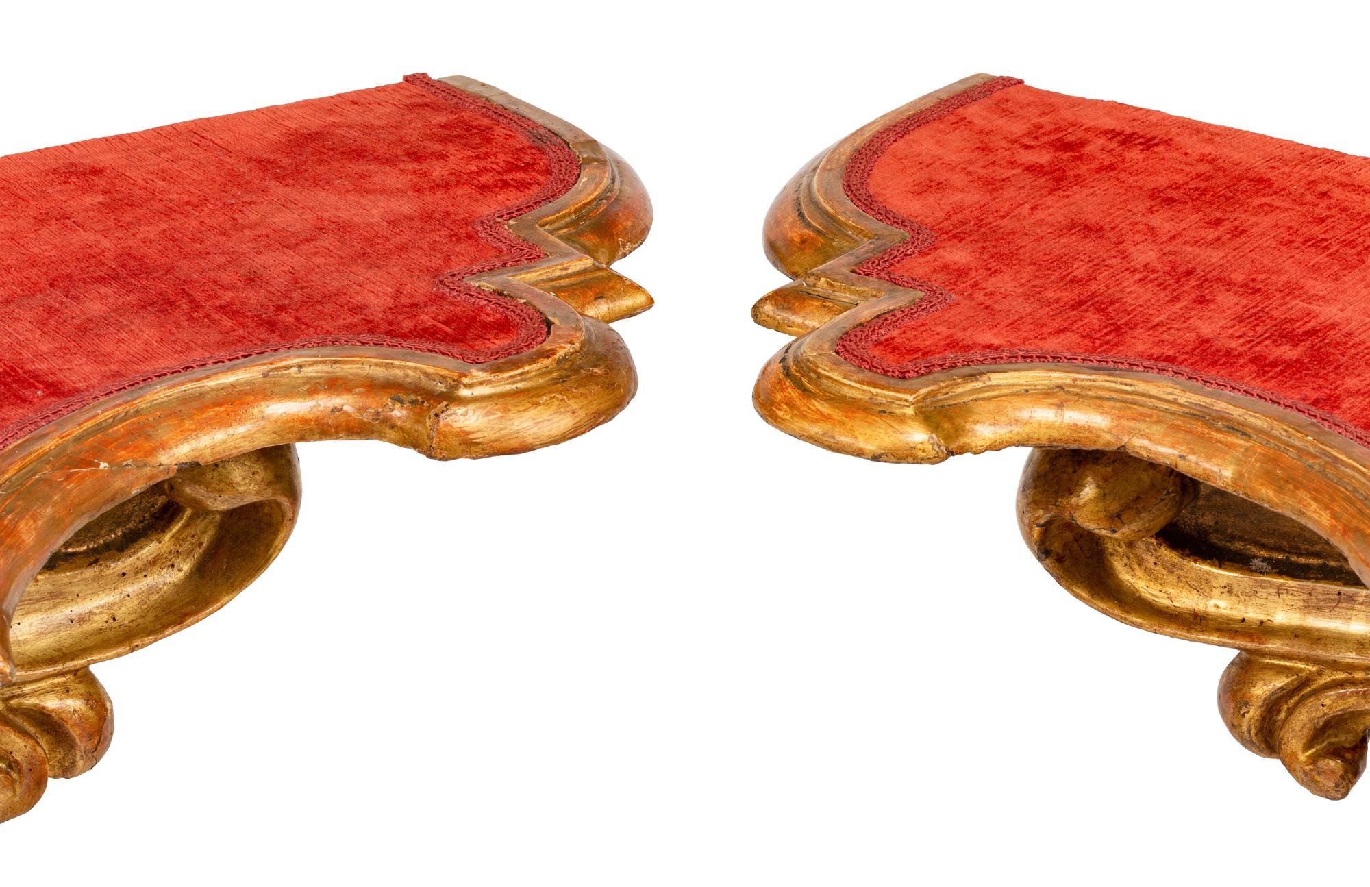 A Pair of Italian Giltwood Console Tables