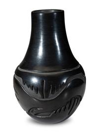 Carved Blackware Pottery Jar, with Avanyu