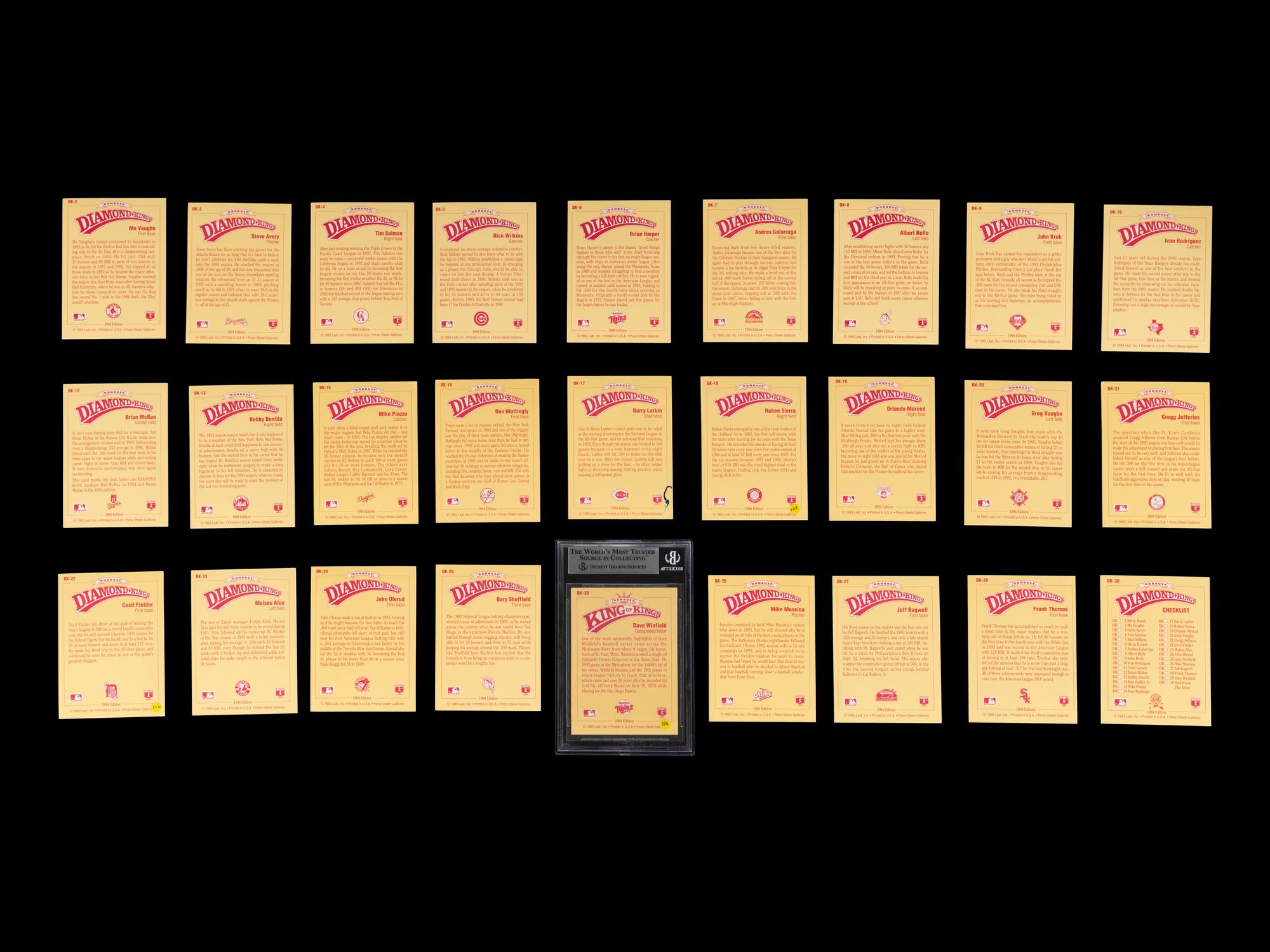 A Group of 27 1994 Donruss Diamond Kings Signed Autograph Baseball Cards,