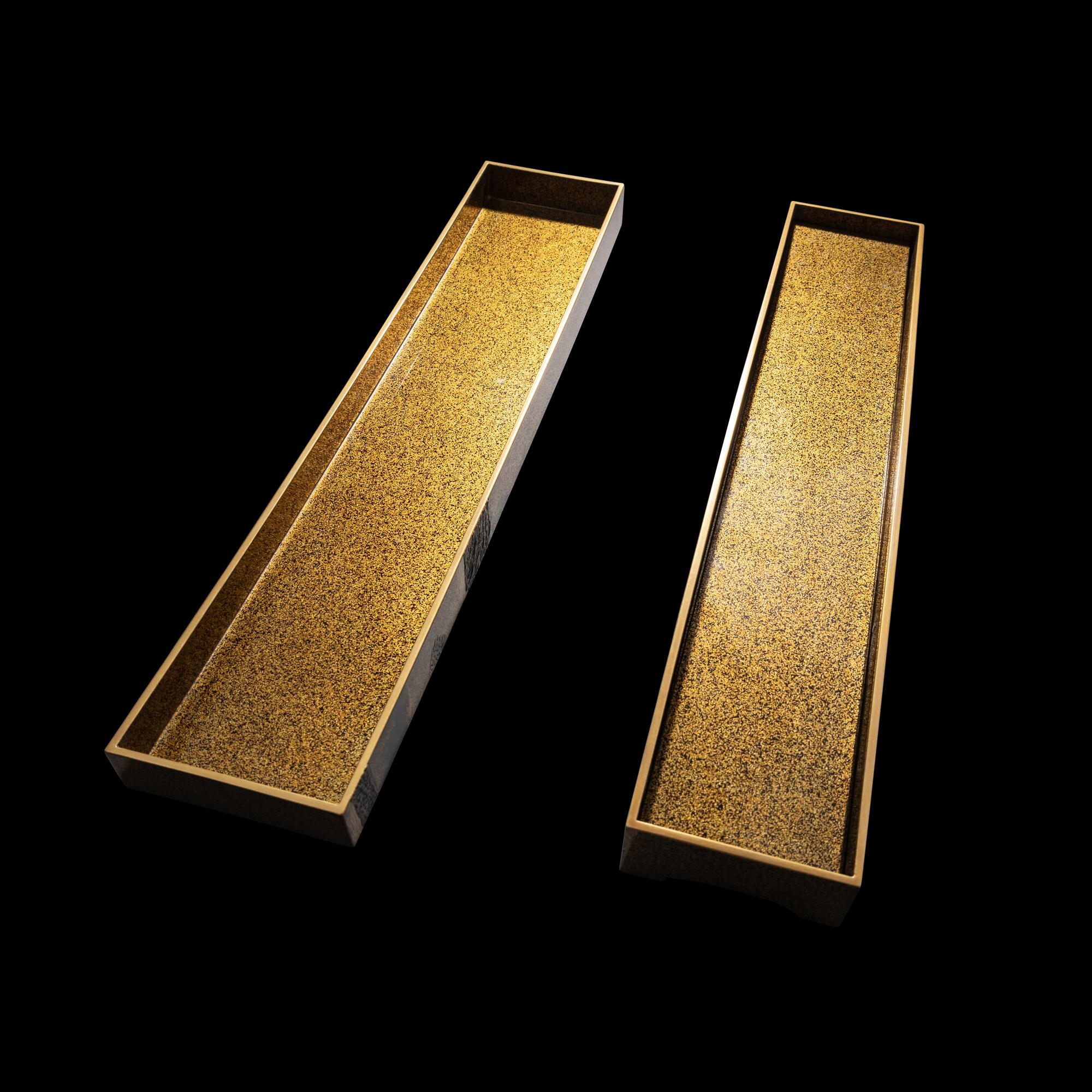 A Japanese Gold and Black Lacquer Rectangular Covered Box