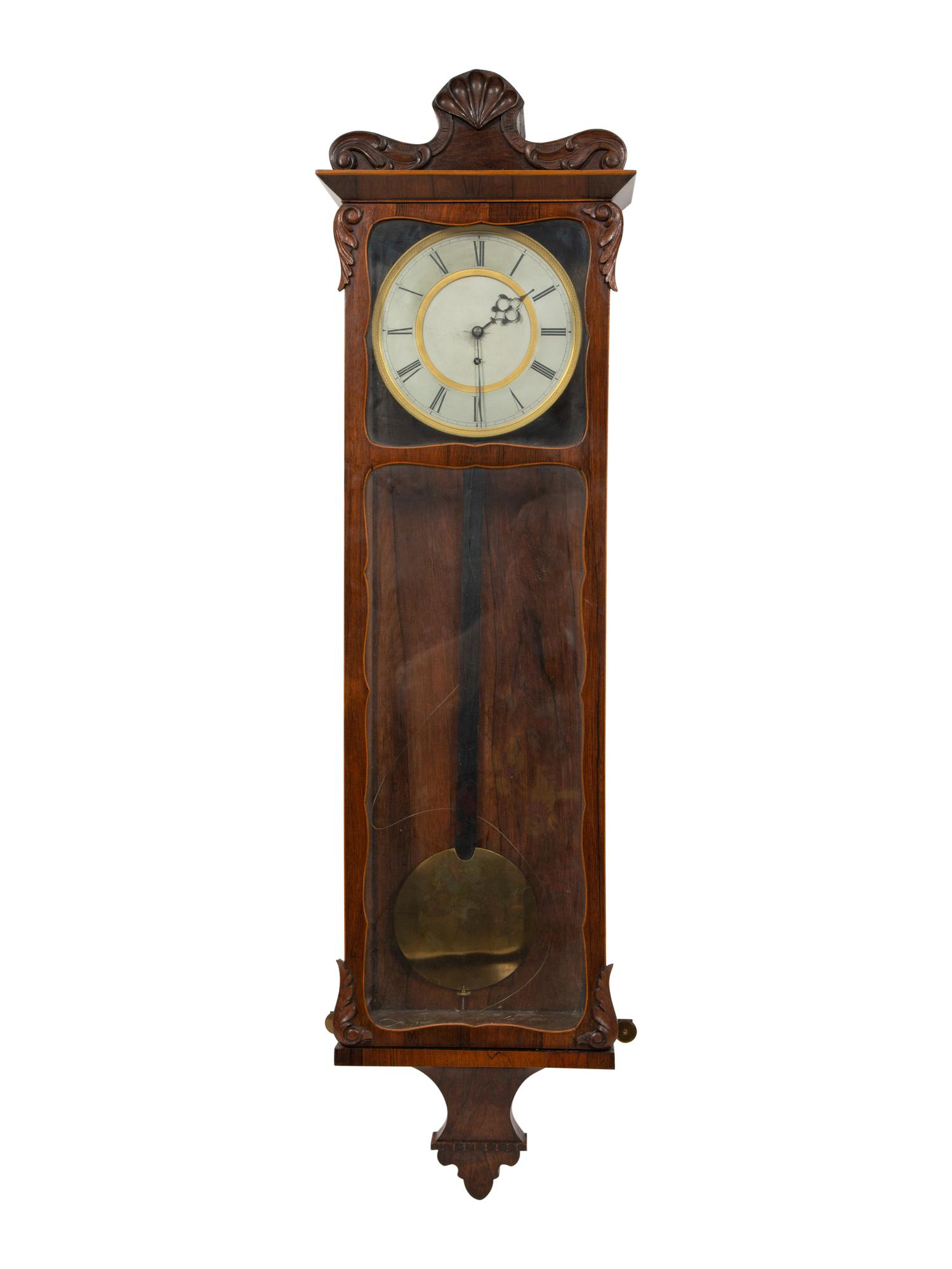 A Biedermeier Rosewood Wall Clock